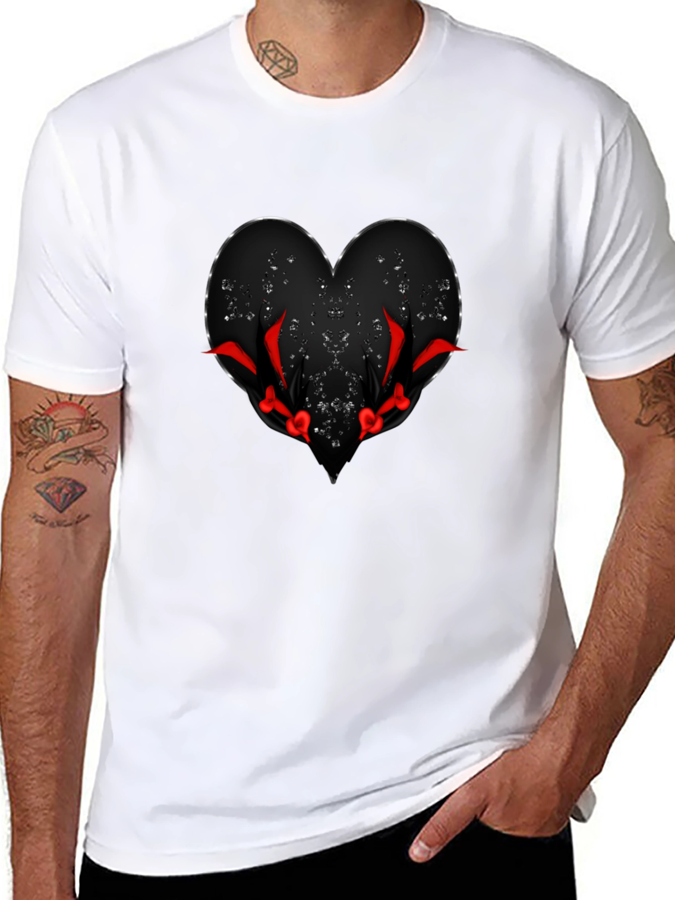 Mens Black Heart Graphic Tee