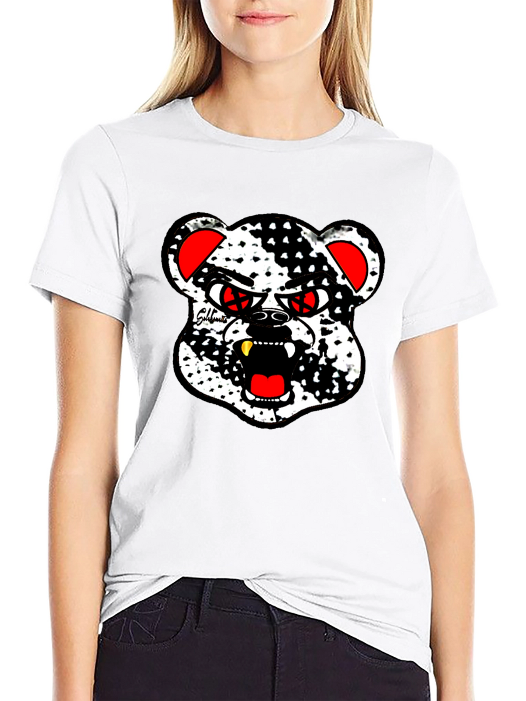 Edgy Bear Graphic Black T-Shirt