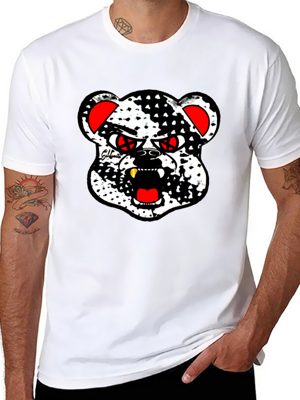 Edgy Bear Graphic Black T-Shirt
