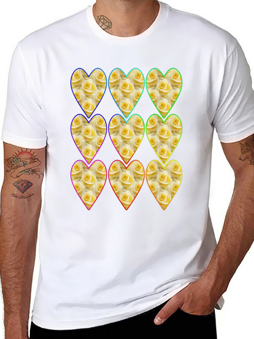 Floral Heart Pattern Graphic Tee