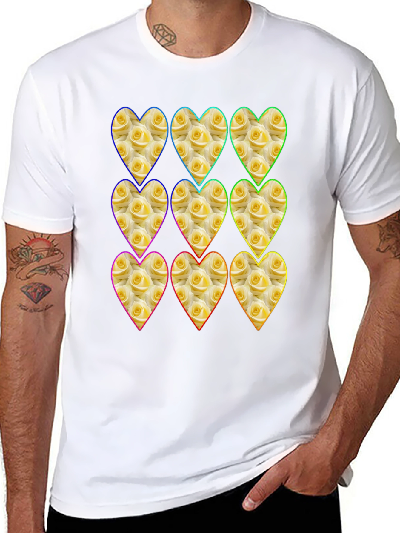 Floral Heart Pattern Graphic Tee