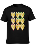 Floral Heart Pattern Graphic Tee