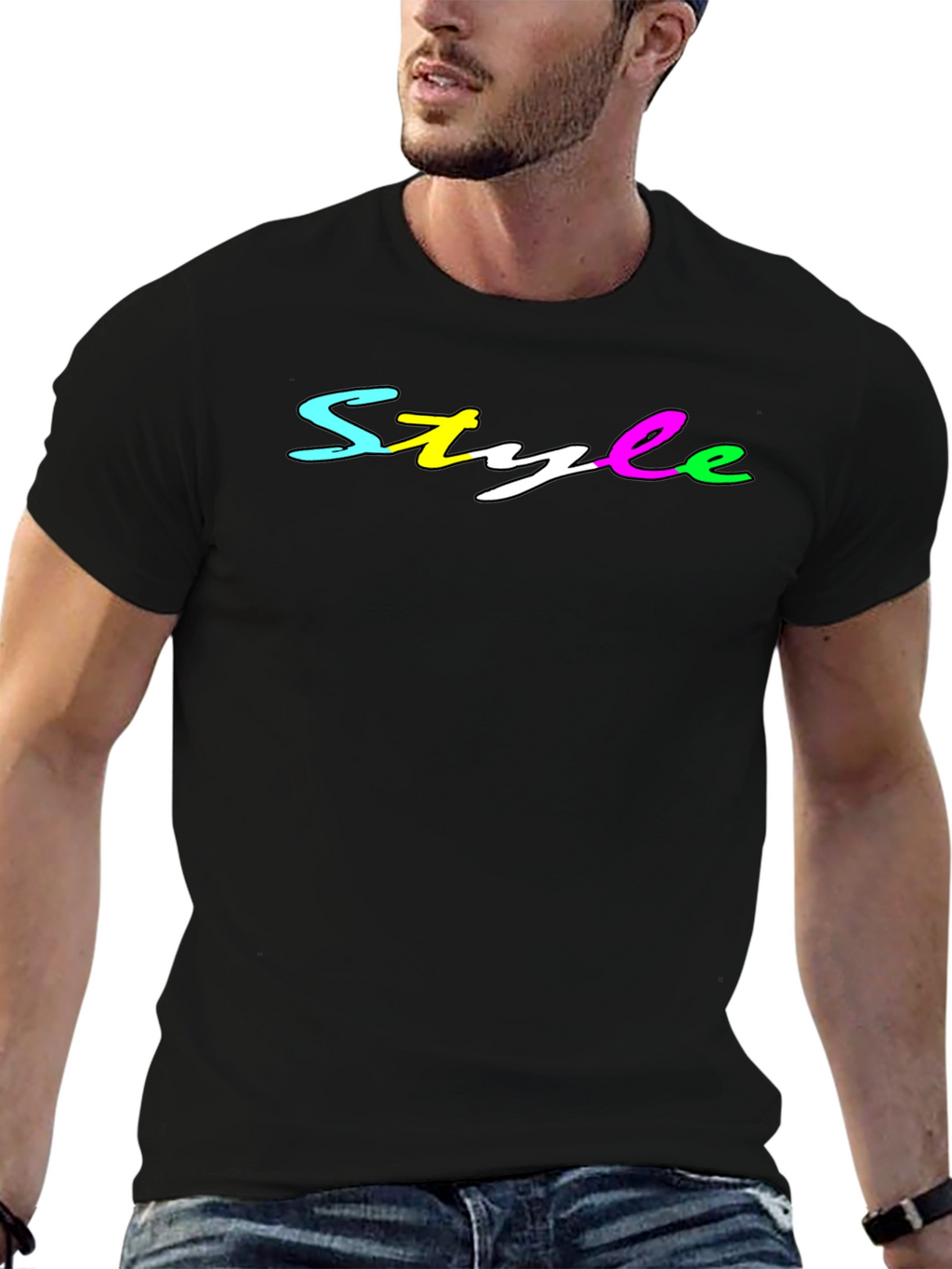 Stylish Mens Black T-Shirt - Style Graphic Tee