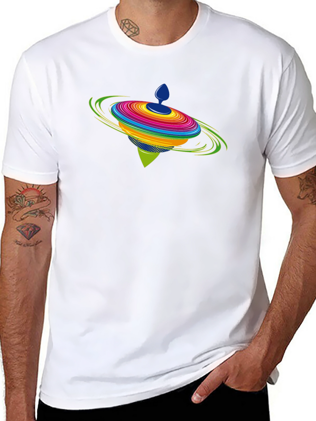 Spinning Top Graphic Black T-Shirt
