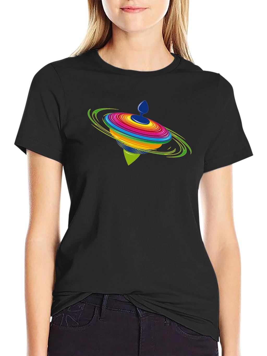 Spinning Top Graphic Black T-Shirt
