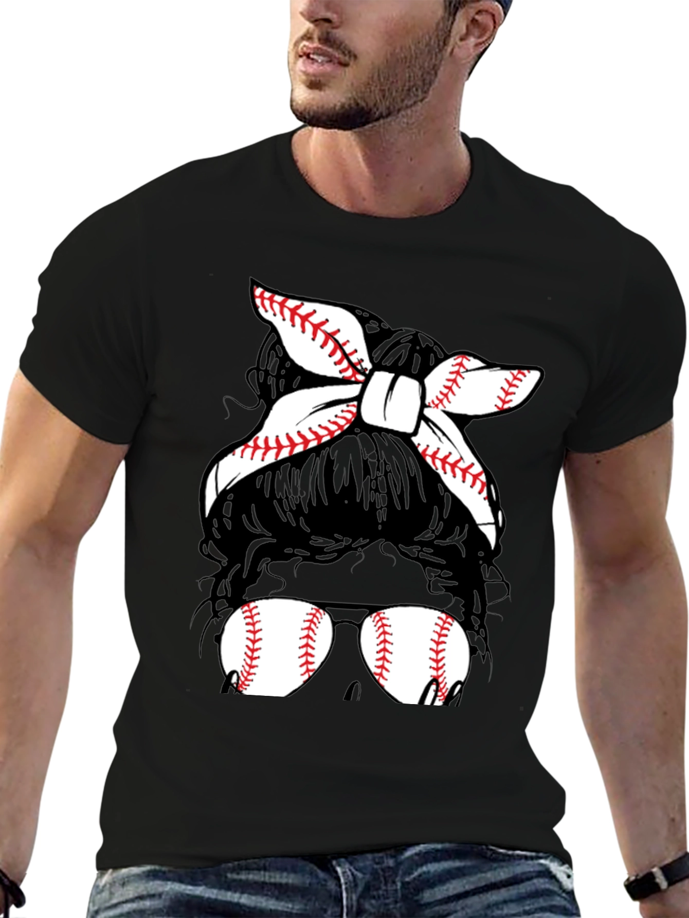 Baseball Mom Messy Bun T-Shirt