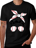 Baseball Mom Messy Bun T-Shirt