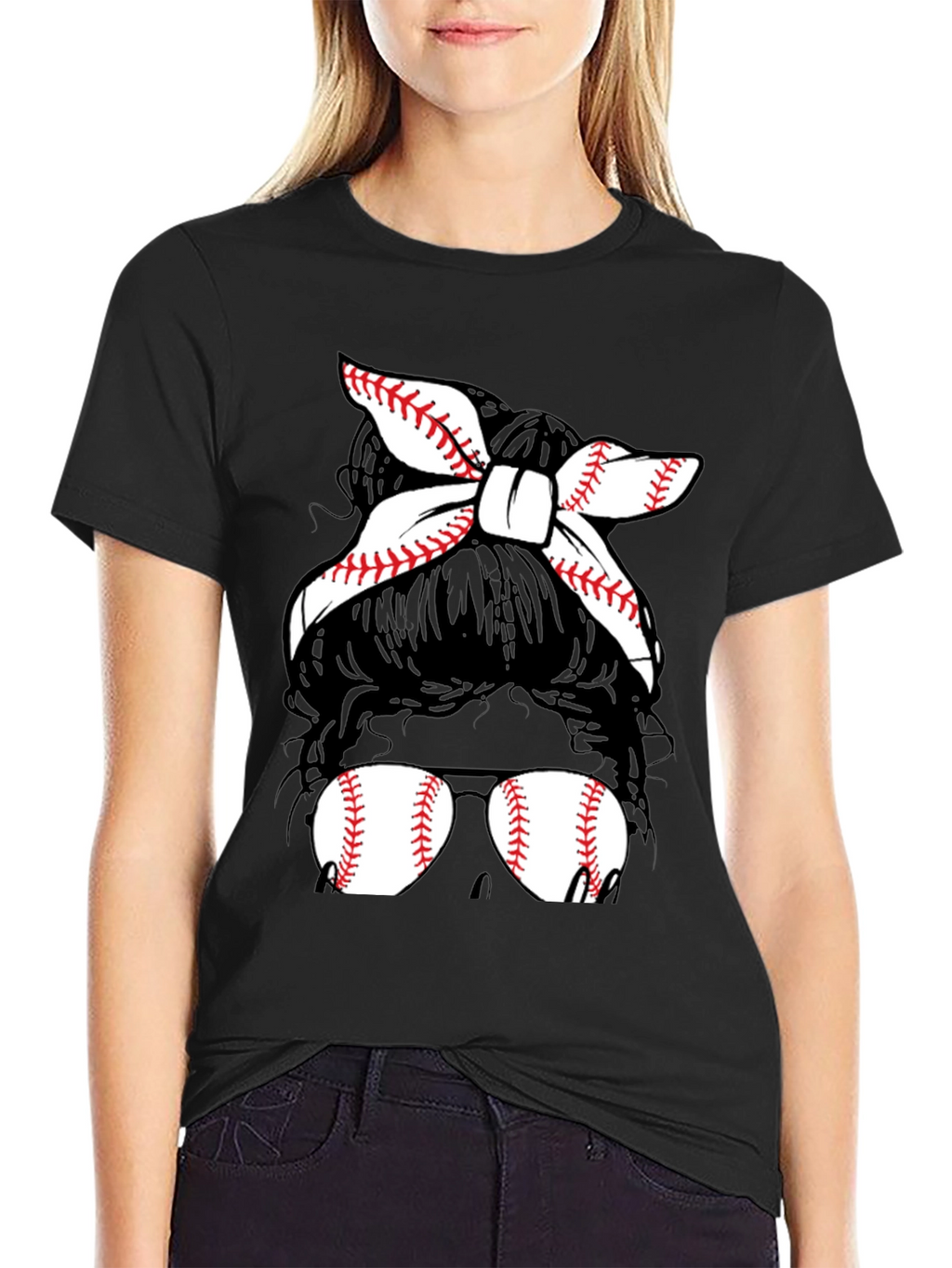 Baseball Mom Messy Bun T-Shirt
