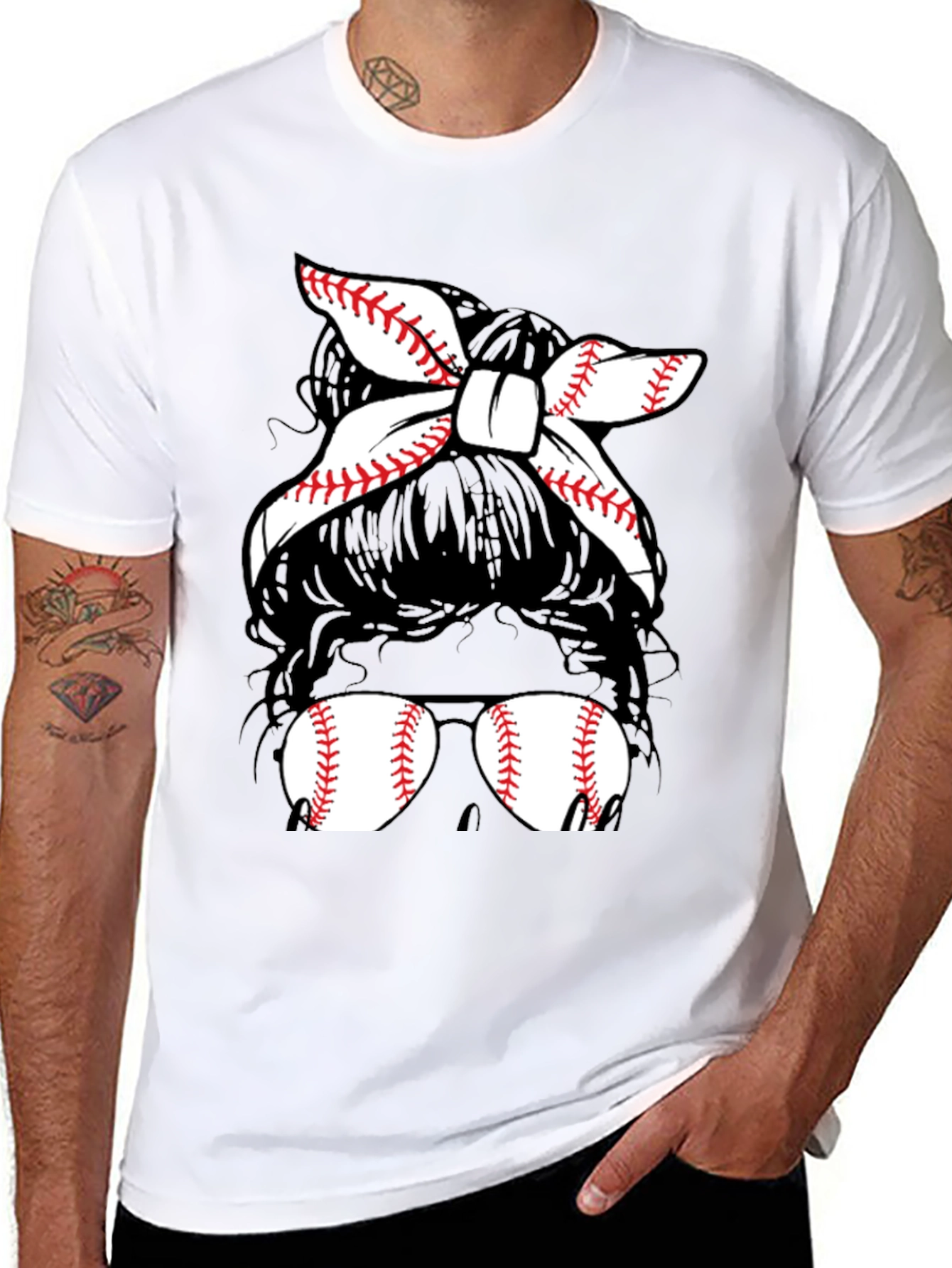 Baseball Mom Messy Bun T-Shirt