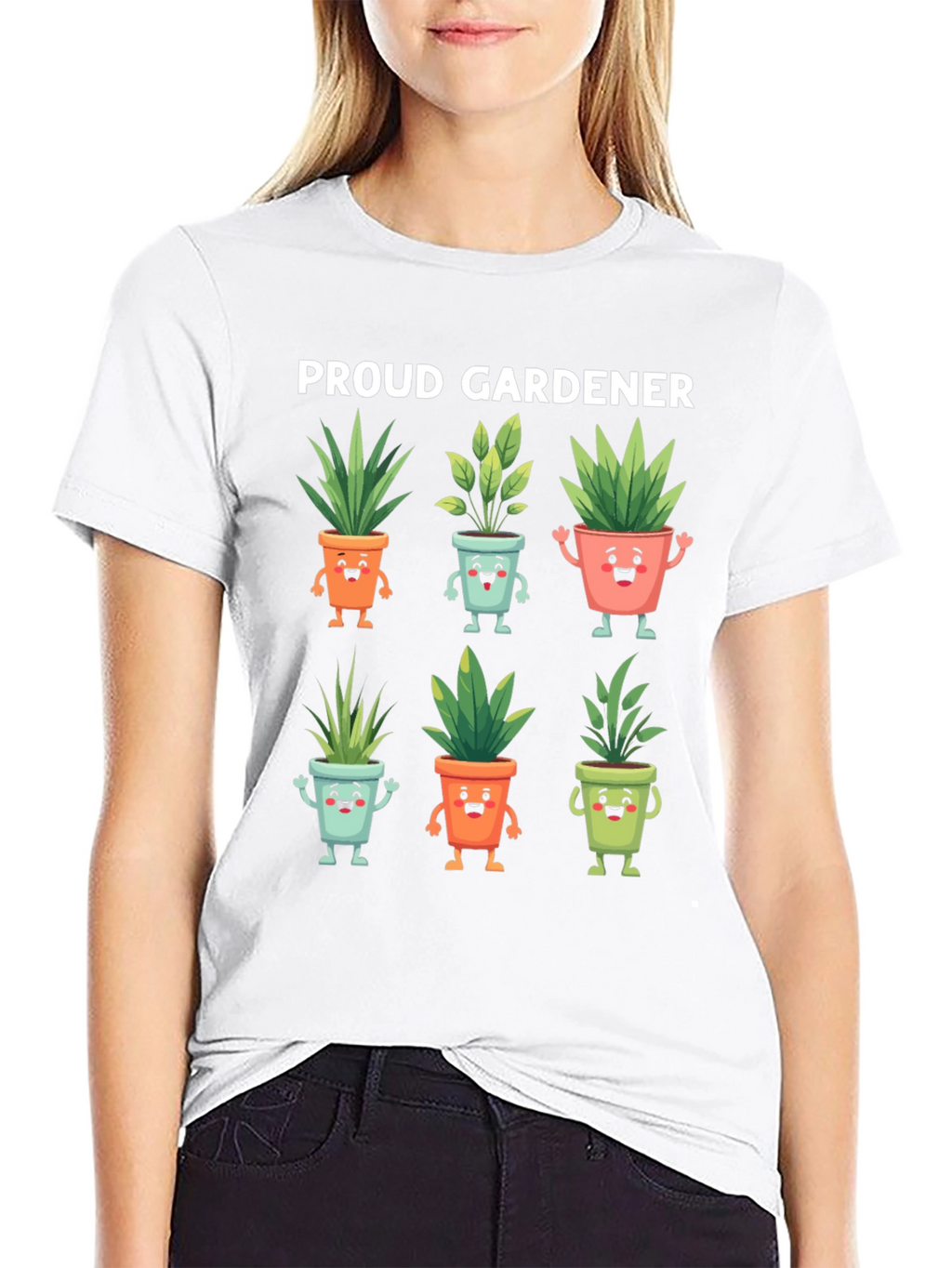Proud Gardener T-Shirt with Cute Potted Plants