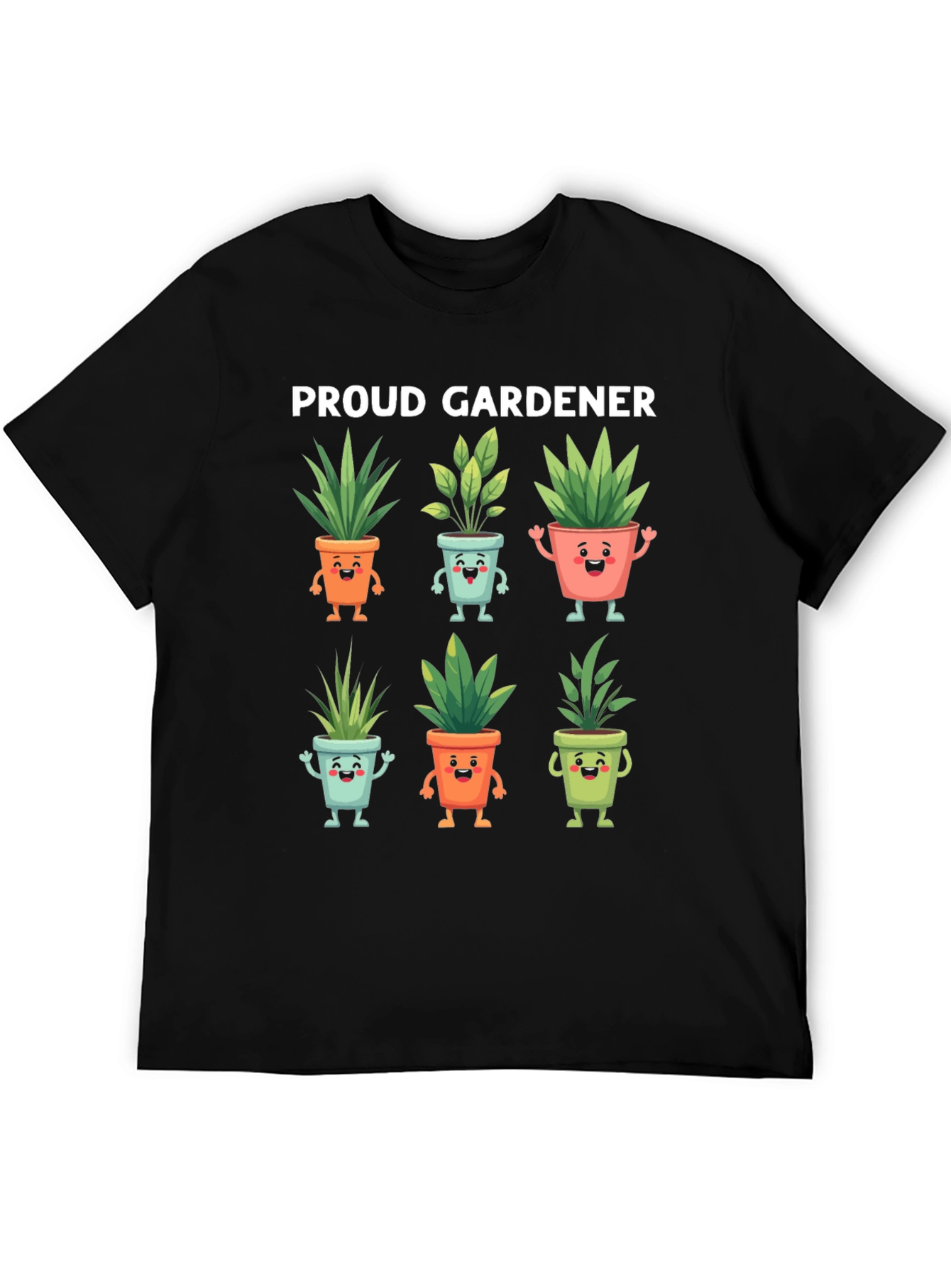 Proud Gardener T-Shirt with Cute Potted Plants