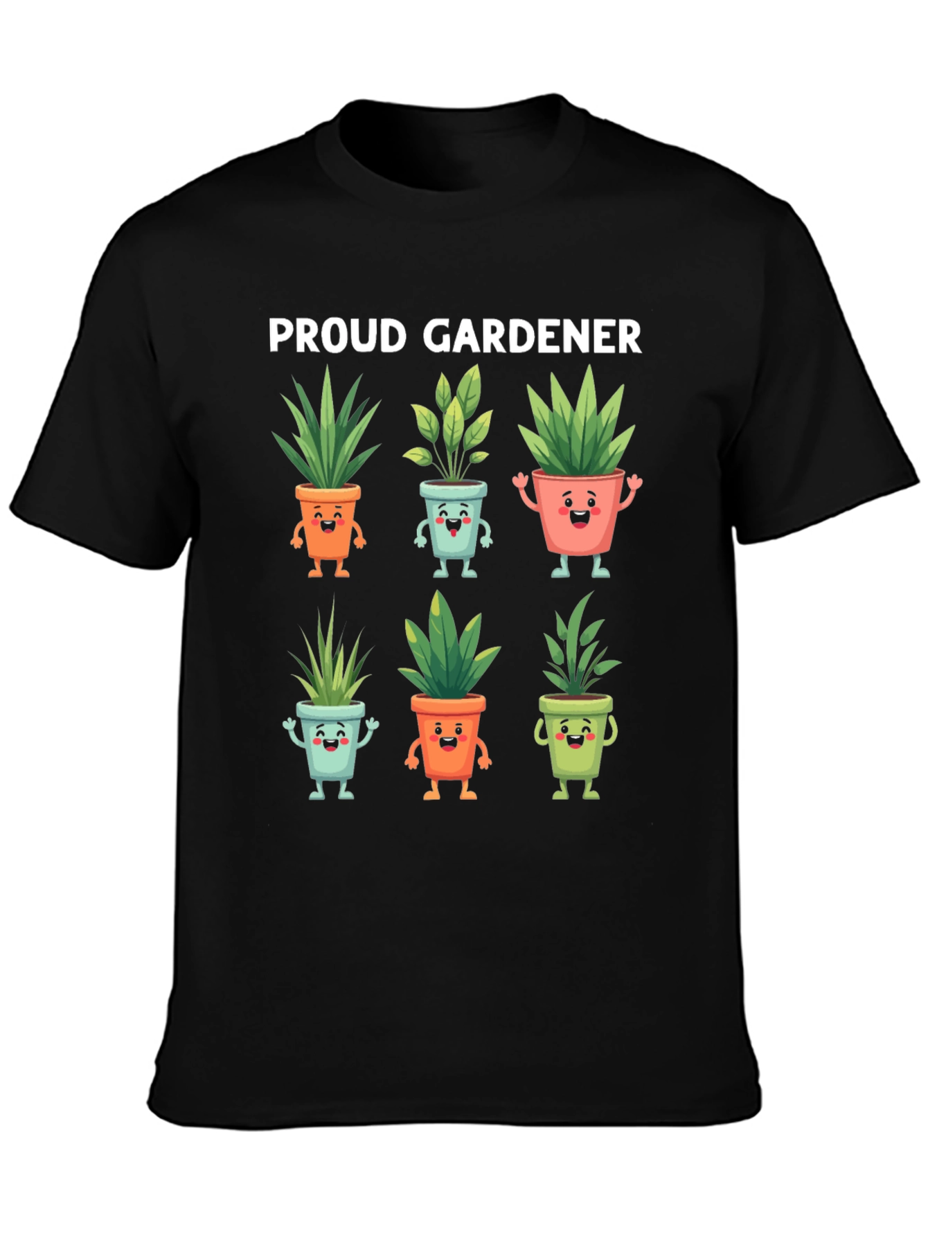 Proud Gardener T-Shirt with Cute Potted Plants