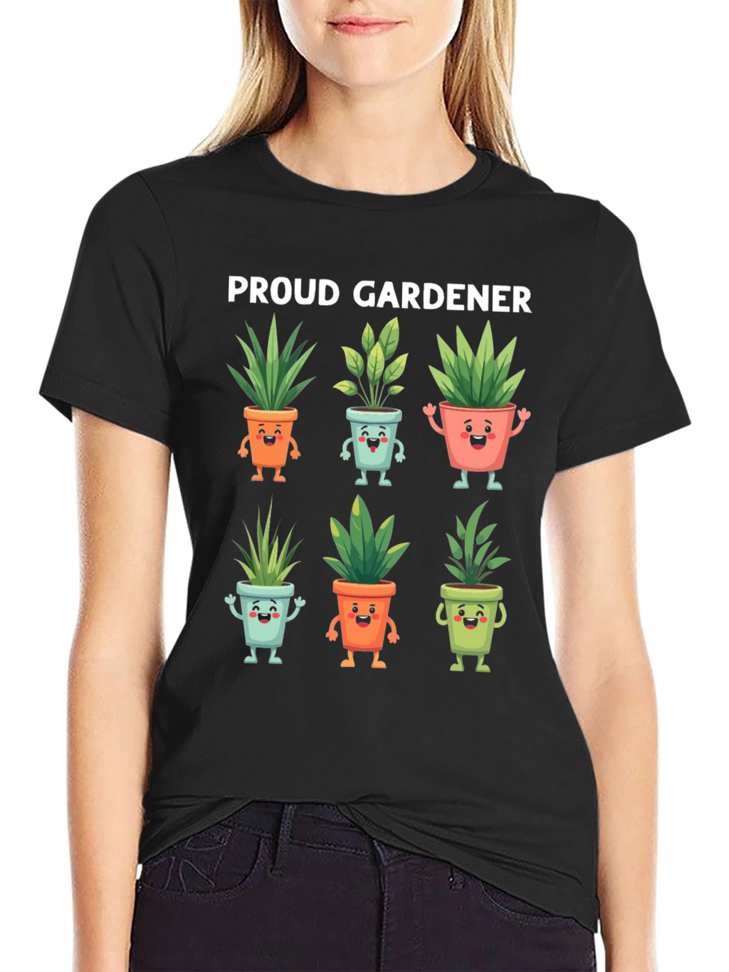 Proud Gardener T-Shirt with Cute Potted Plants