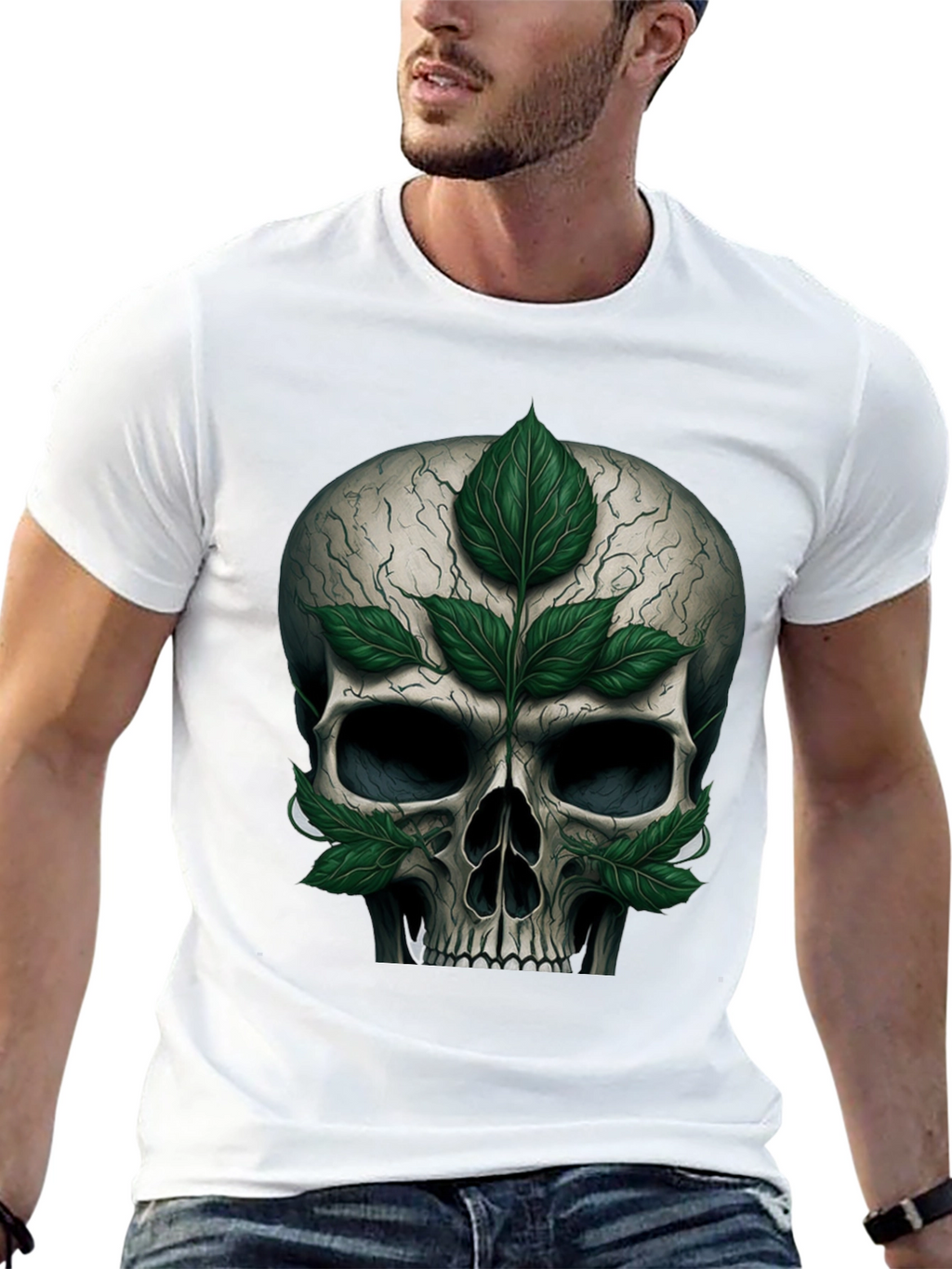 Skull & Leaves Graphic T-Shirt