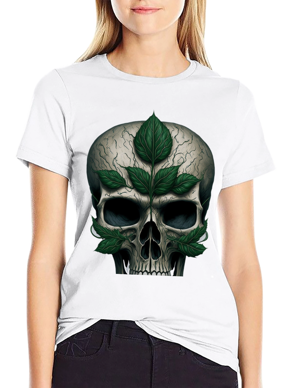 Skull & Leaves Graphic T-Shirt