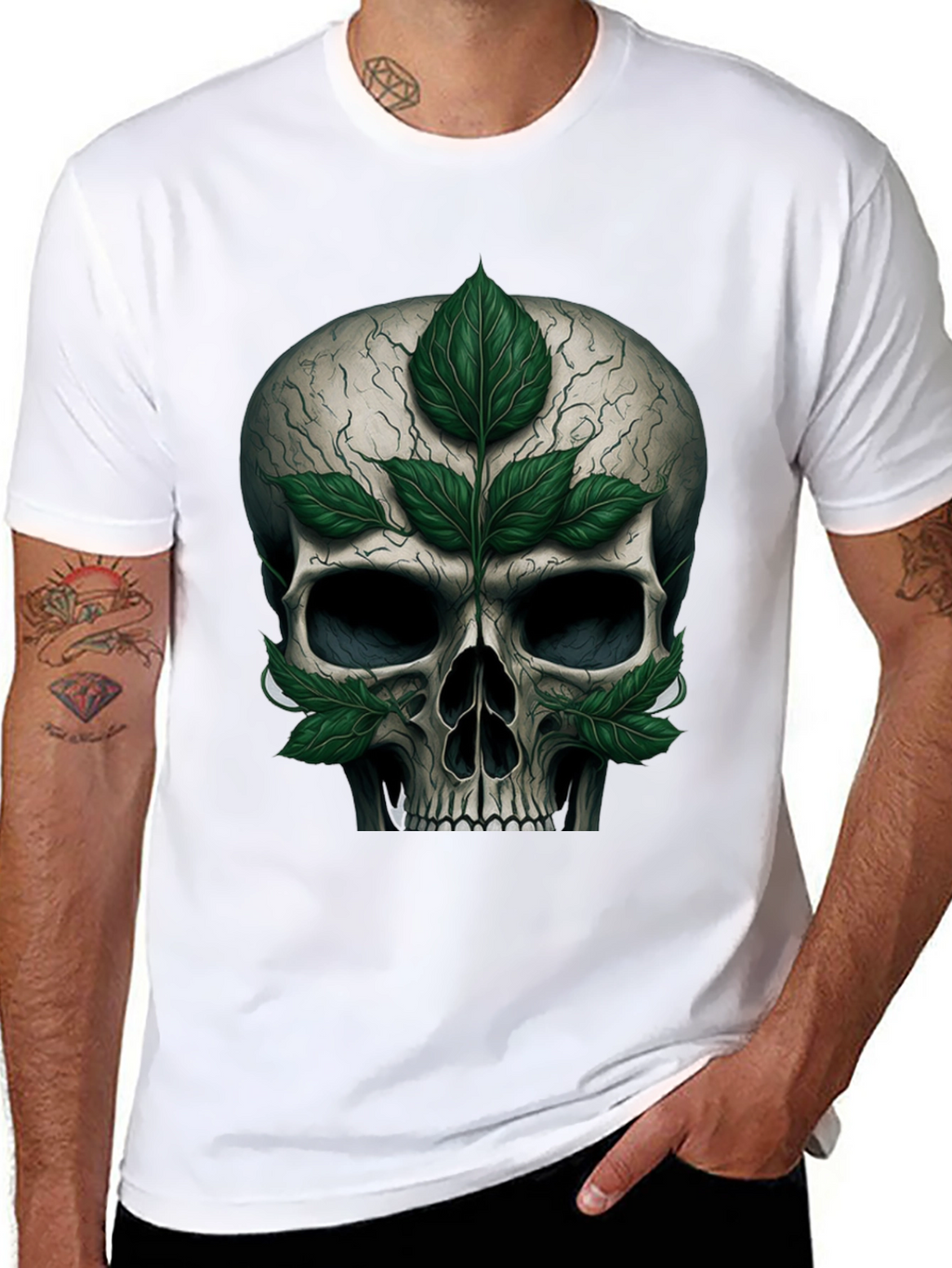 Skull & Leaves Graphic T-Shirt