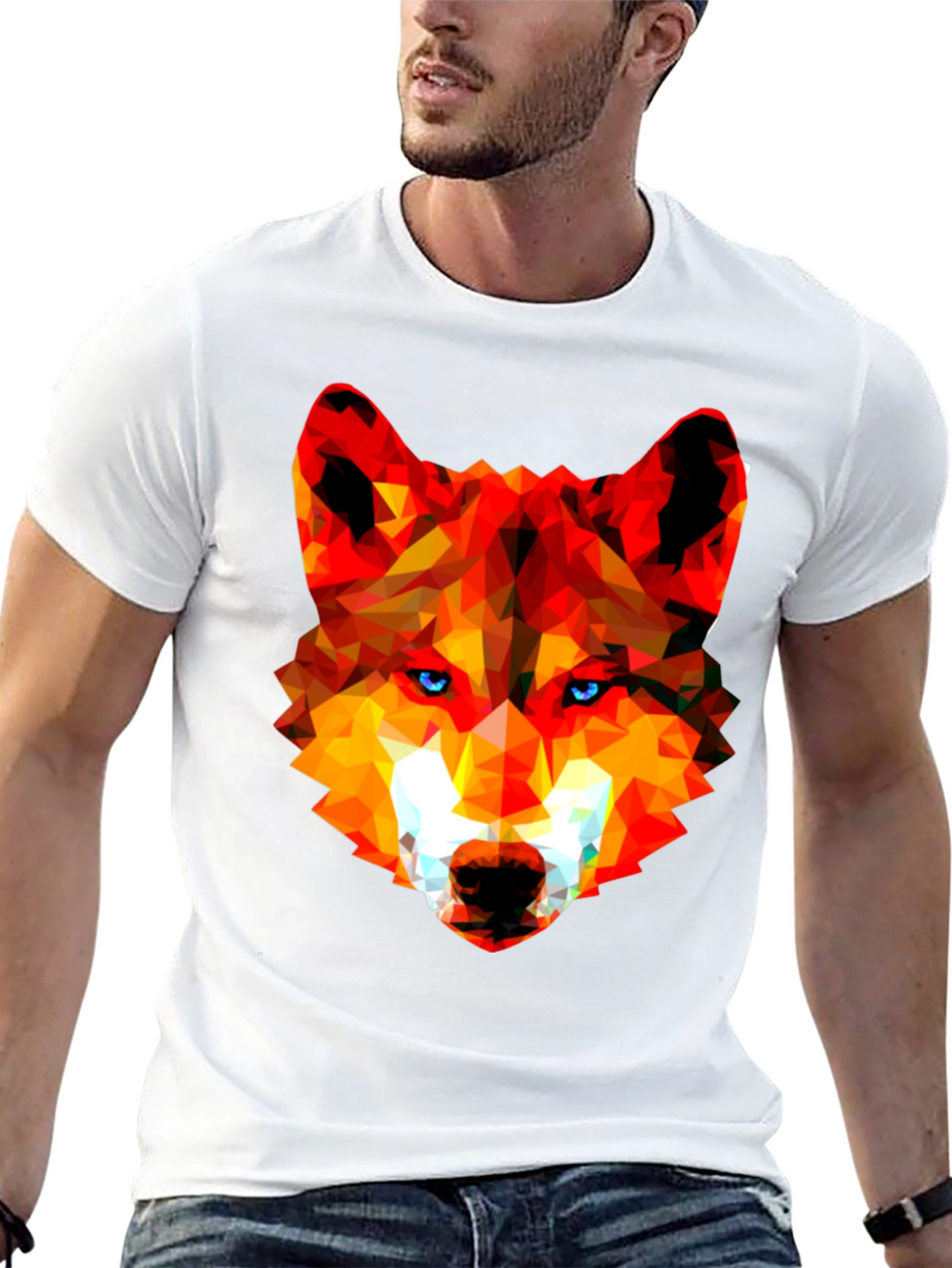 Geometric Wolf Head Graphic Tee