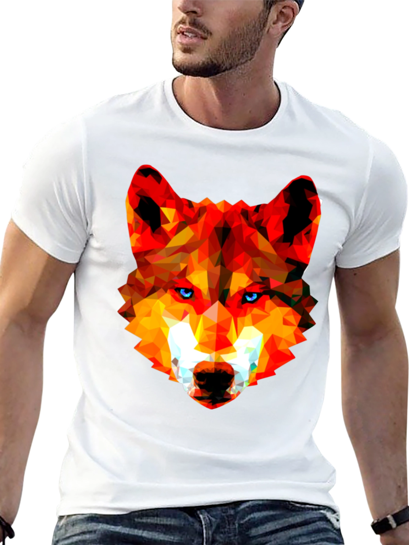 Geometric Wolf Head Graphic Tee