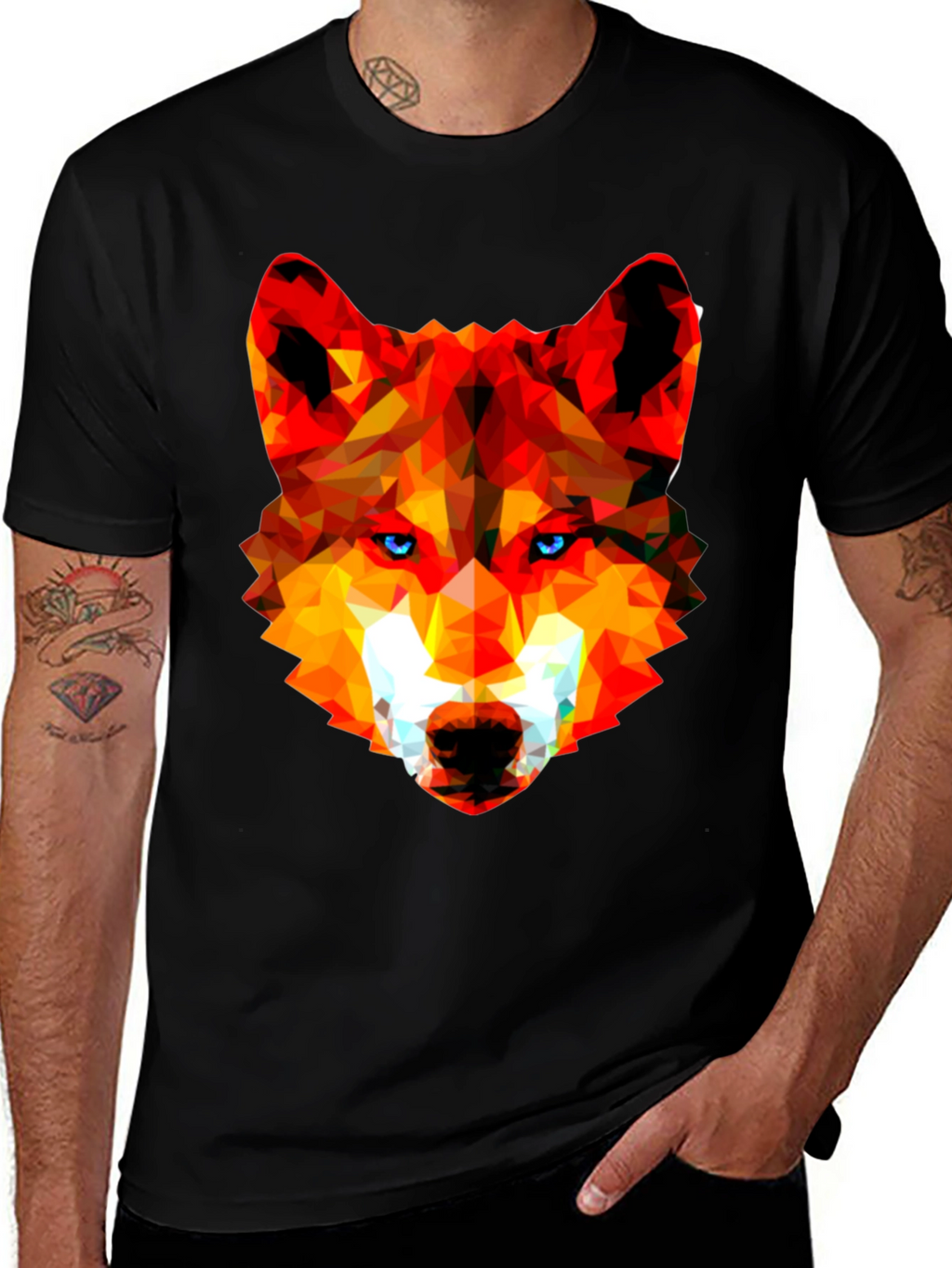 Geometric Wolf Head Graphic Tee