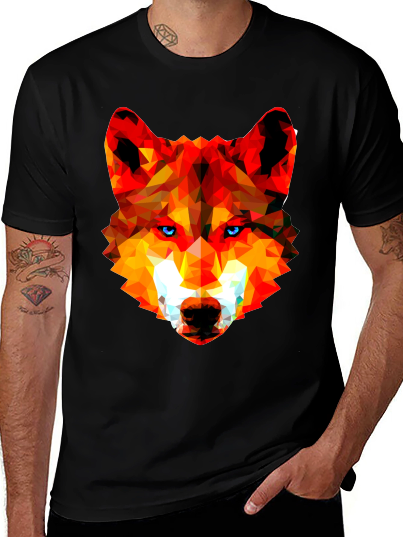 Geometric Wolf Head Graphic Tee