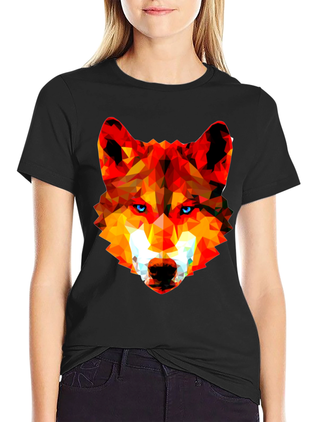 Geometric Wolf Head Graphic Tee
