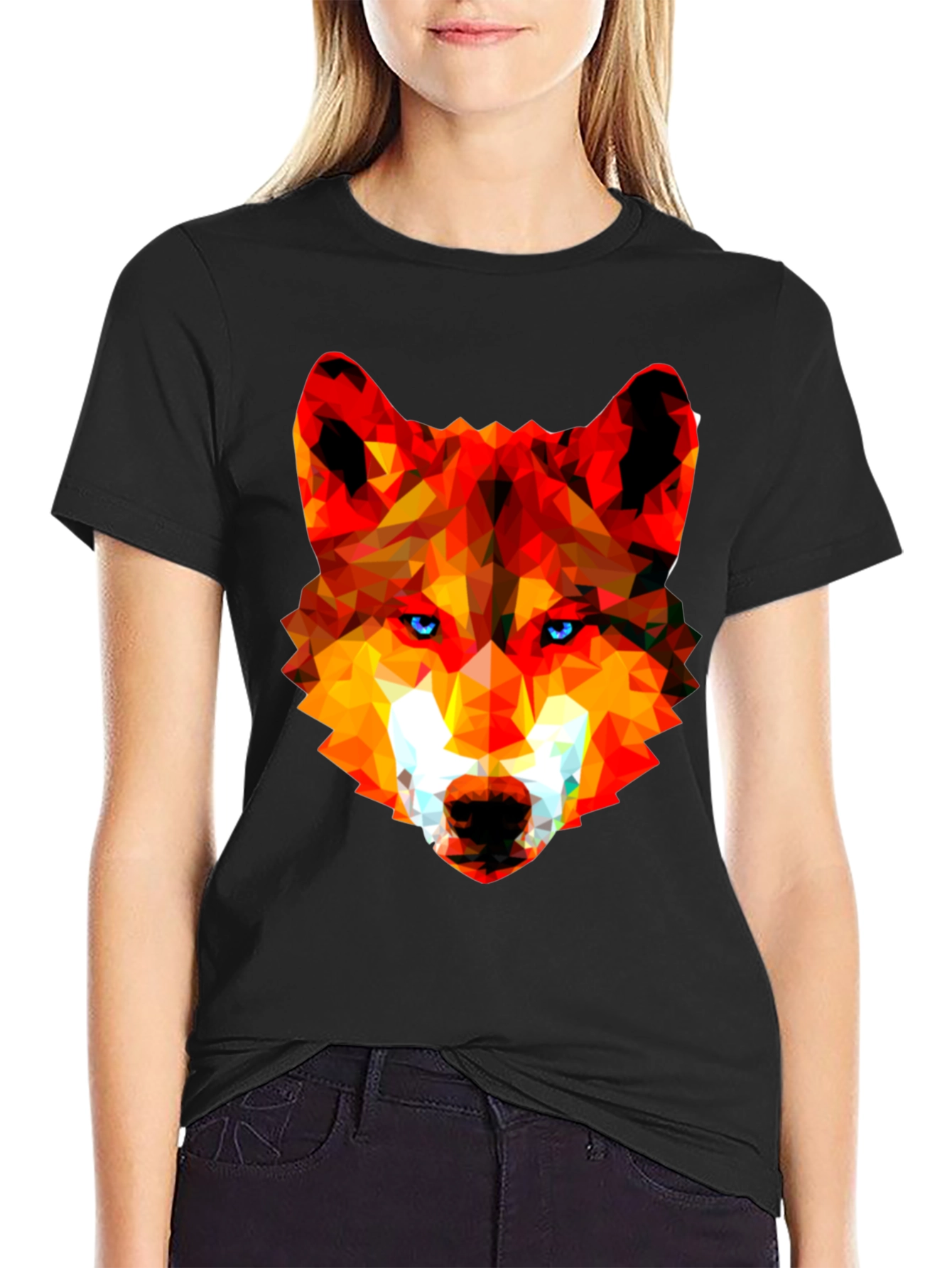 Geometric Wolf Head Graphic Tee