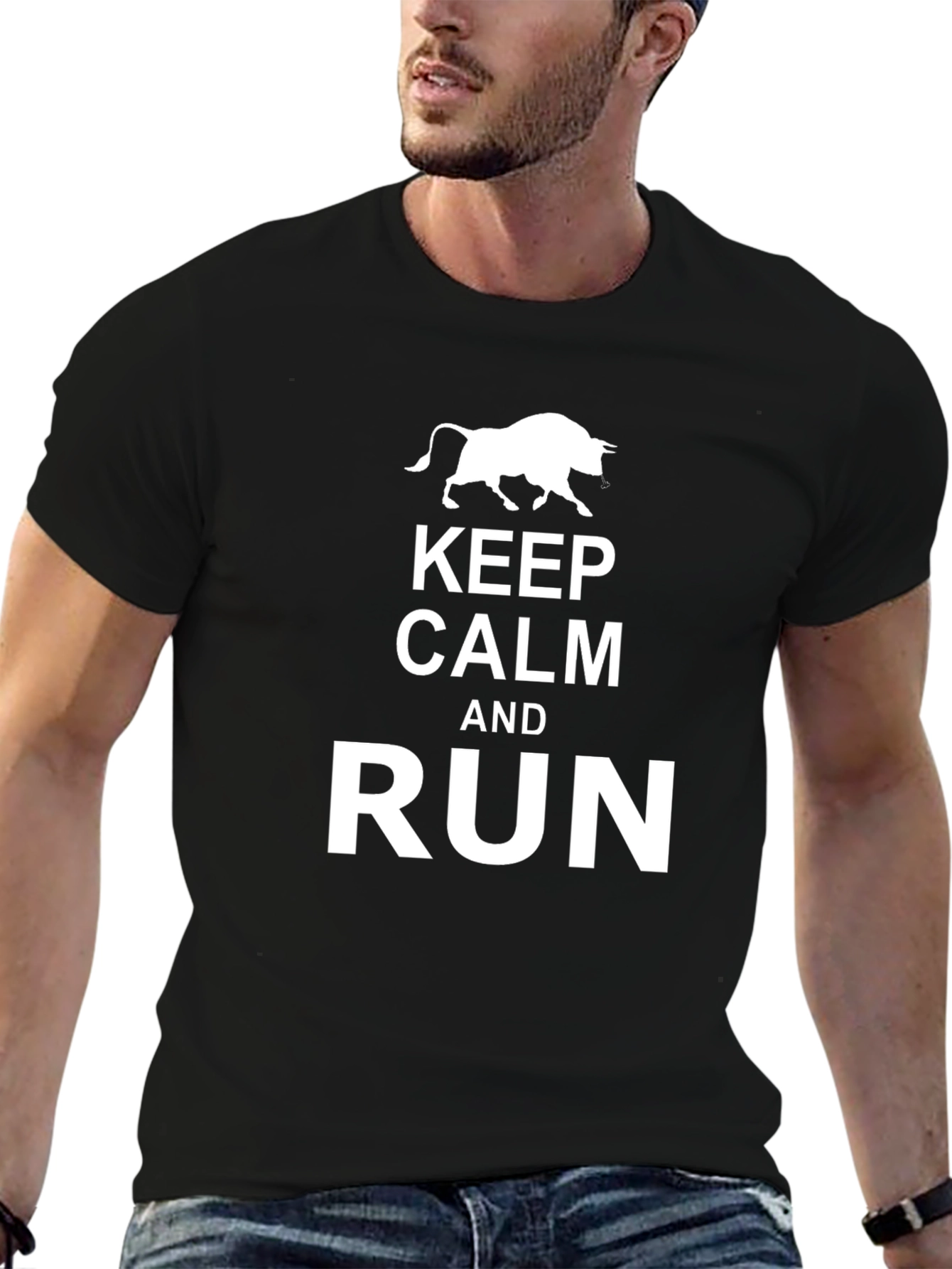 Keep Calm and Run T-Shirt - Bull Design