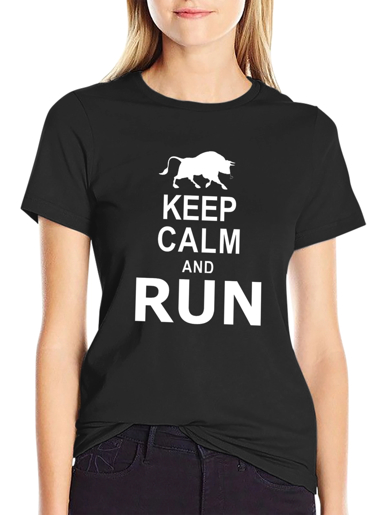 Keep Calm and Run T-Shirt - Bull Design