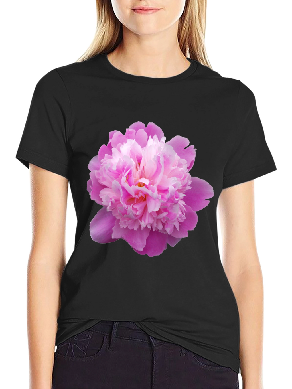 Pink Peony Graphic Tee - Stylish Floral Print