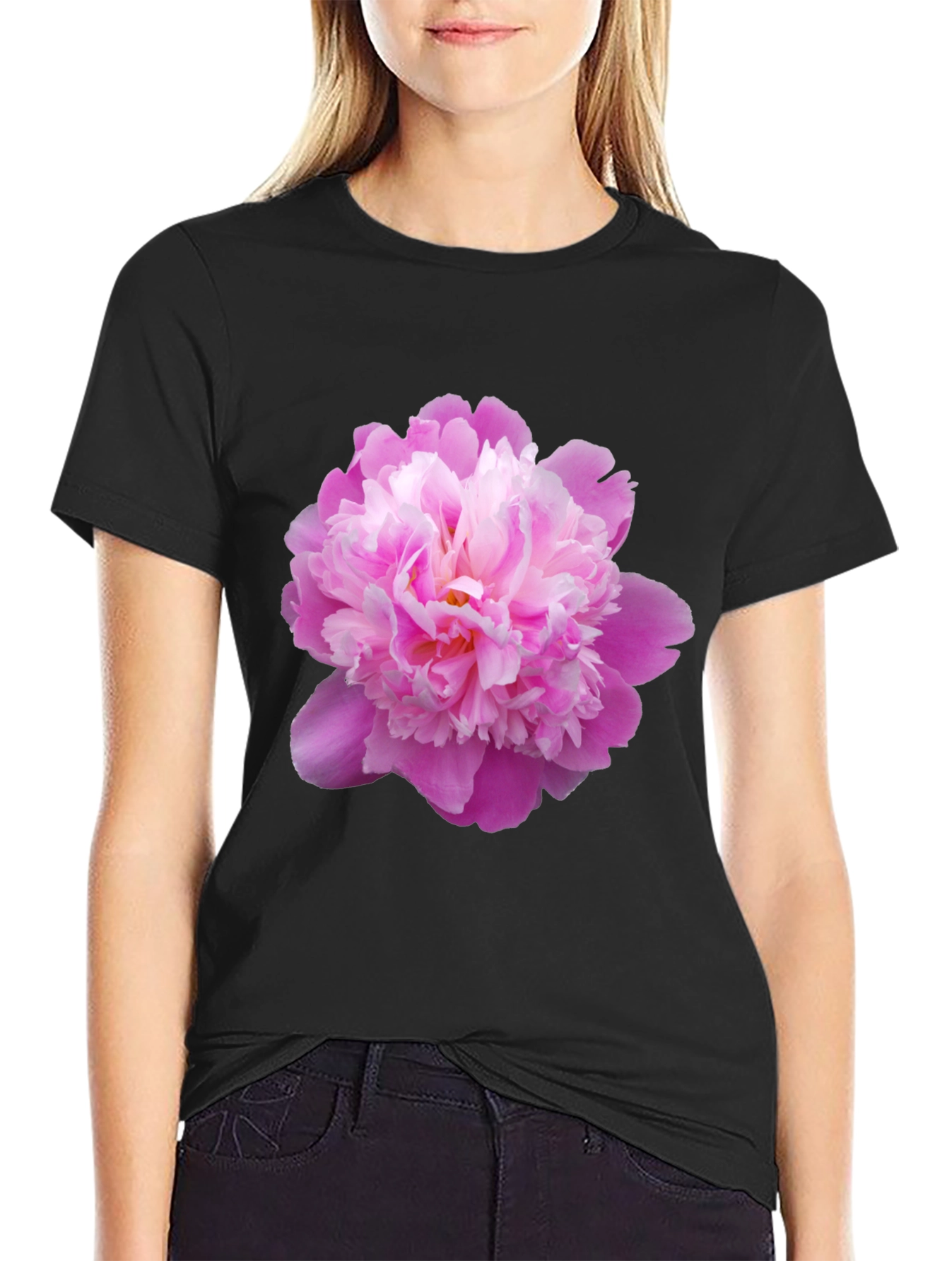 Pink Peony Graphic Tee - Stylish Floral Print