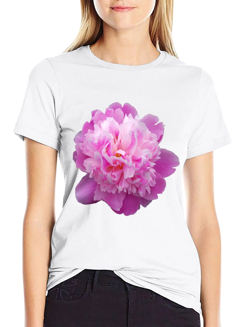 Pink Peony Graphic Tee - Stylish Floral Print
