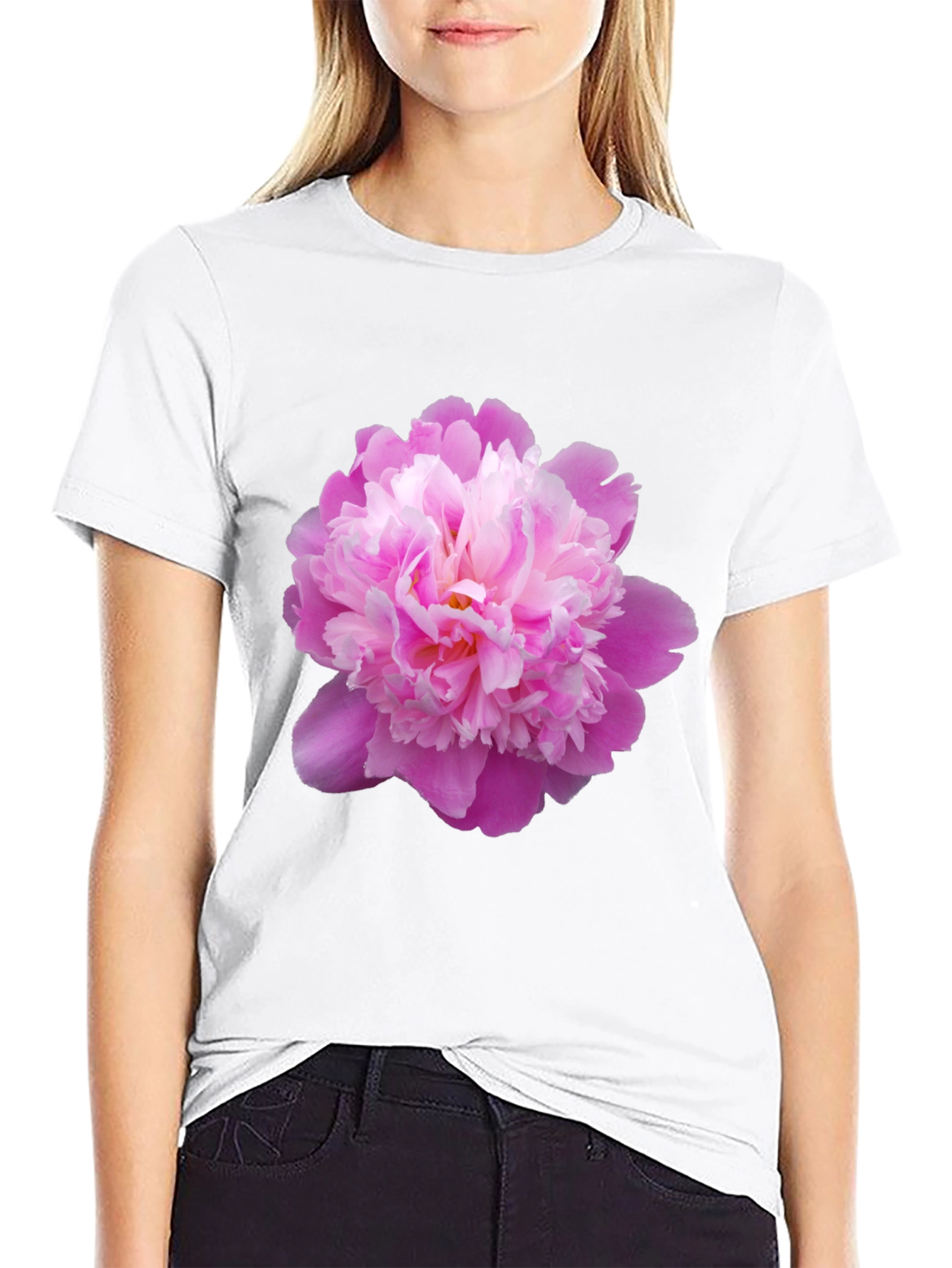 Pink Peony Graphic Tee - Stylish Floral Print