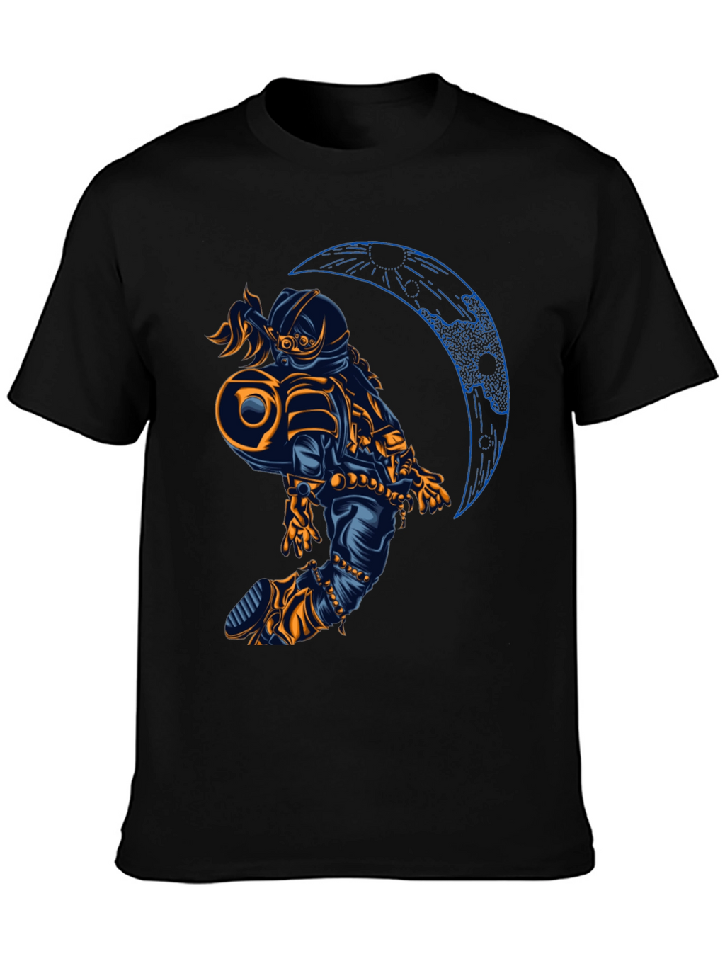 Astronaut Moon Graphic T-Shirt - Black