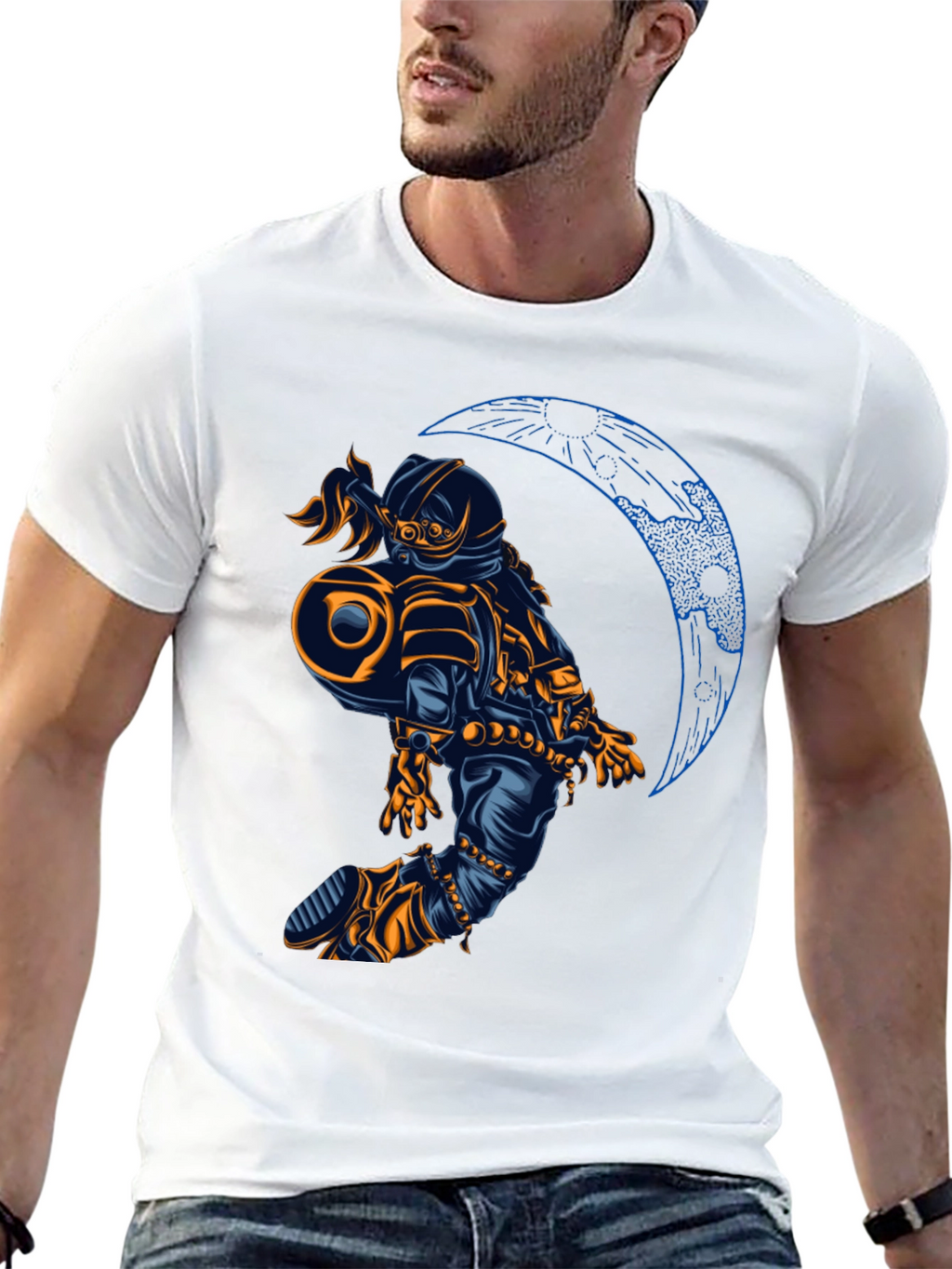 Astronaut Moon Graphic T-Shirt - Black
