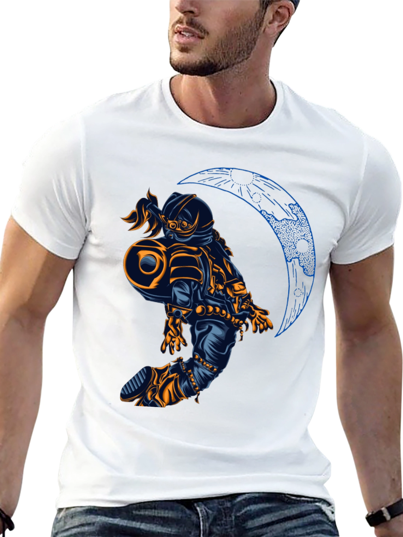 Astronaut Moon Graphic T-Shirt - Black