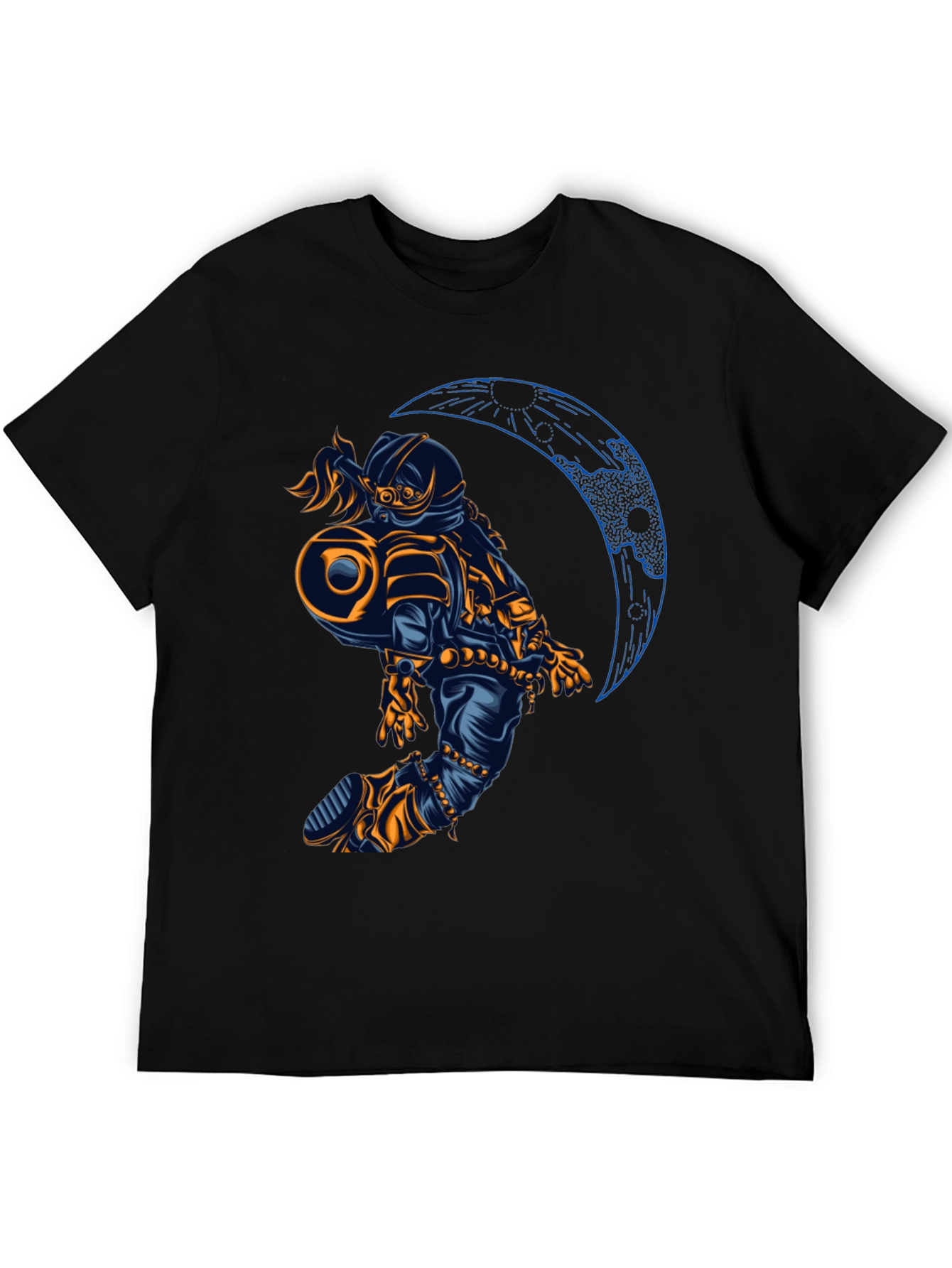 Astronaut Moon Graphic T-Shirt - Black