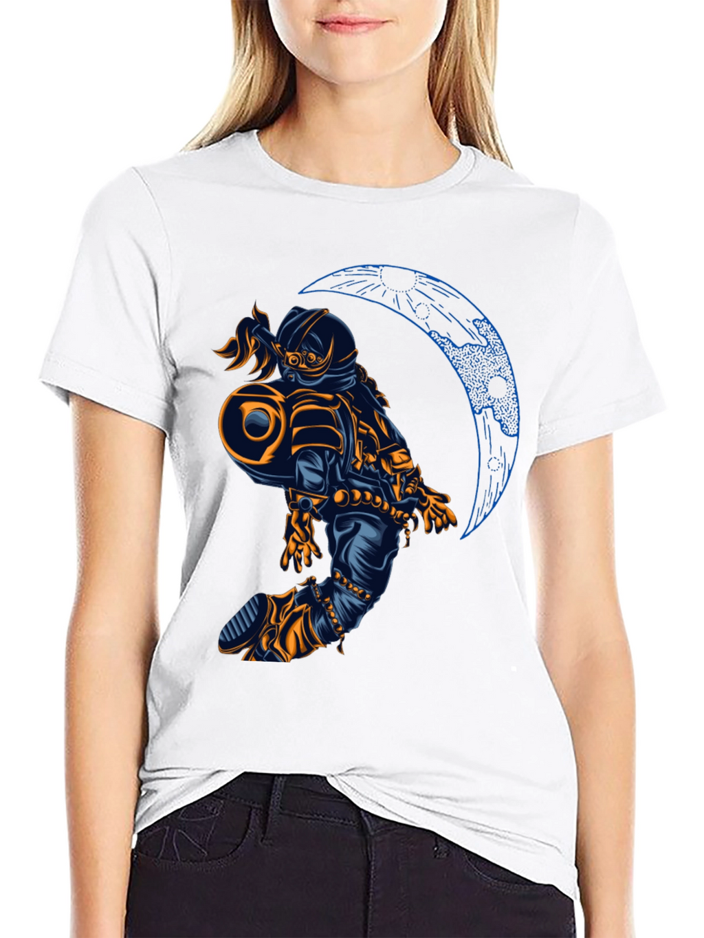 Astronaut Moon Graphic T-Shirt - Black