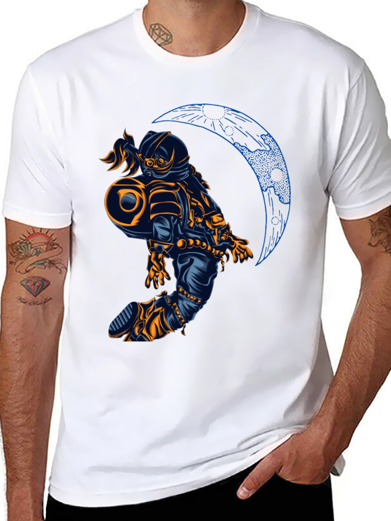 Astronaut Moon Graphic T-Shirt - Black