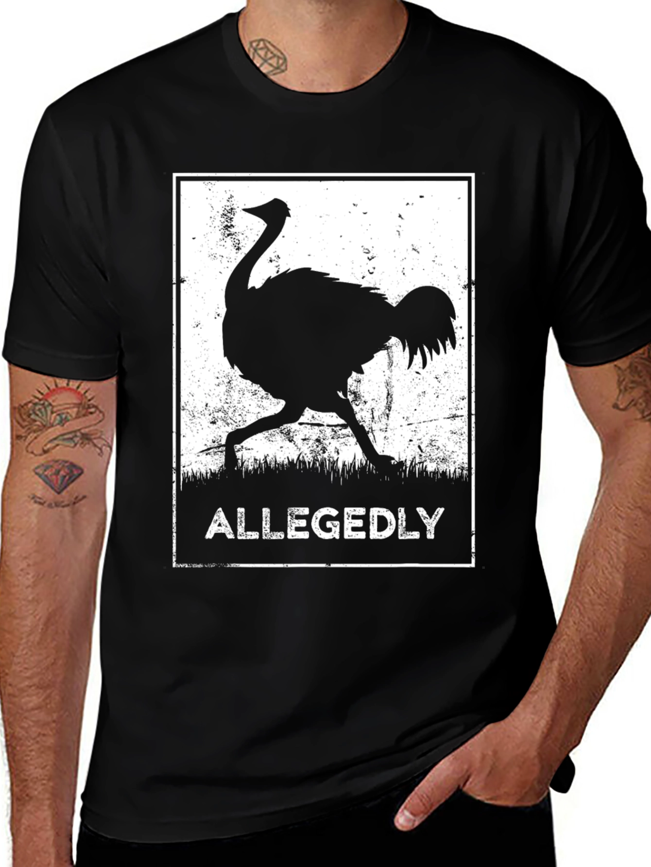 Allegedly Ostrich Graphic Tee - Black