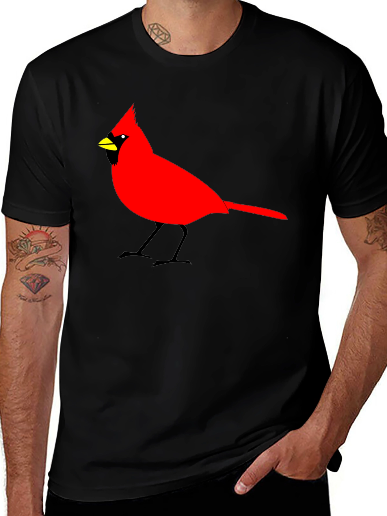 Cardinal Bird Graphic Tee - Mens Black T-Shirt