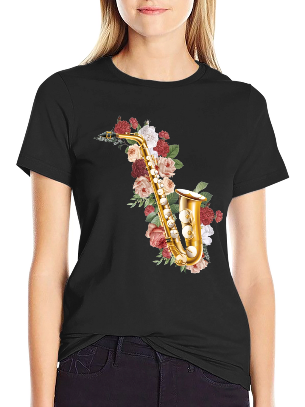 Floral Saxophone Graphic Tee