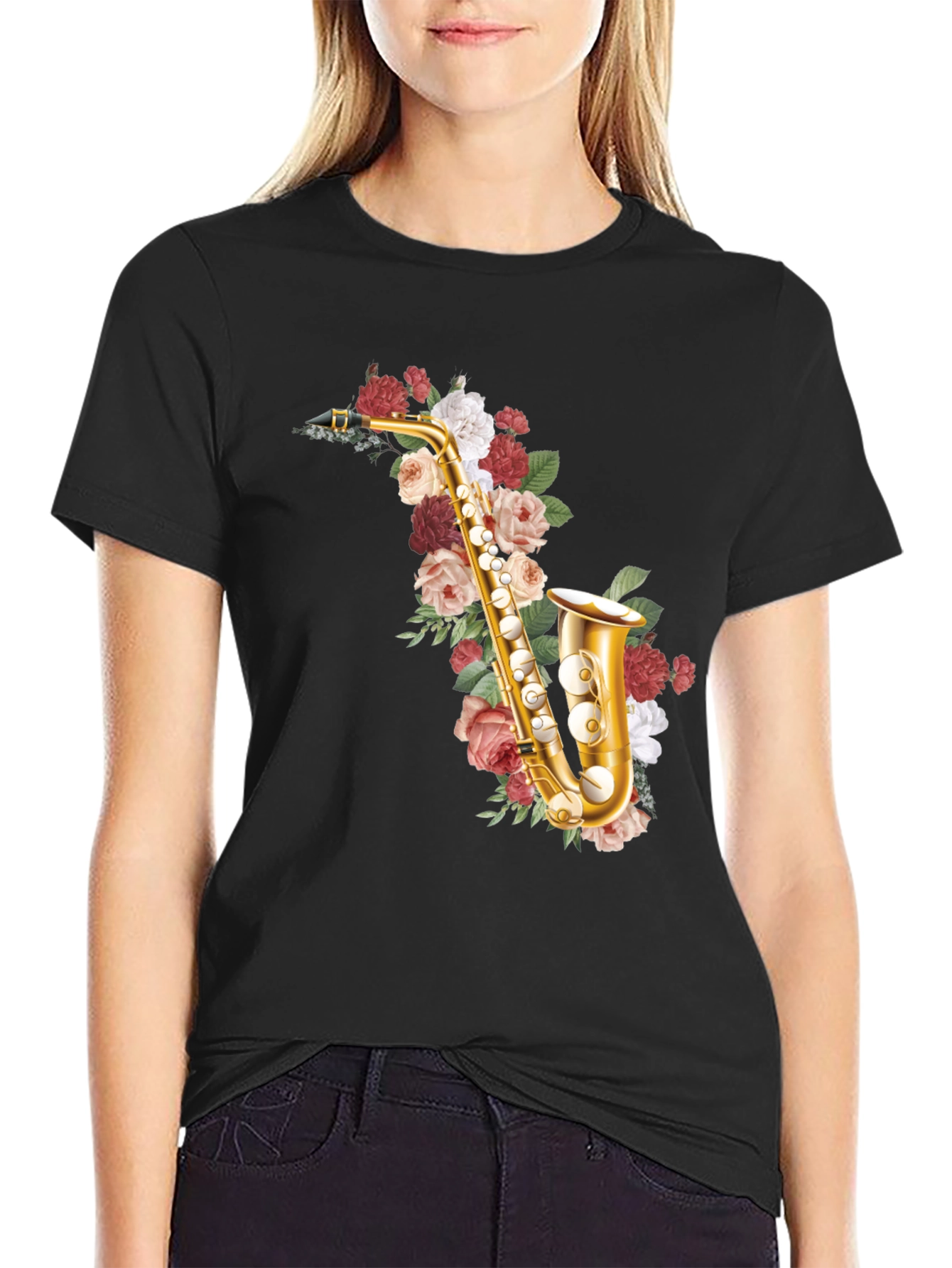 Floral Saxophone Graphic Tee
