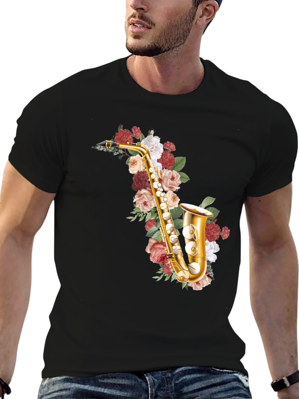 Floral Saxophone Graphic Tee