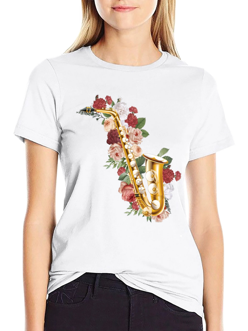 Floral Saxophone Graphic Tee