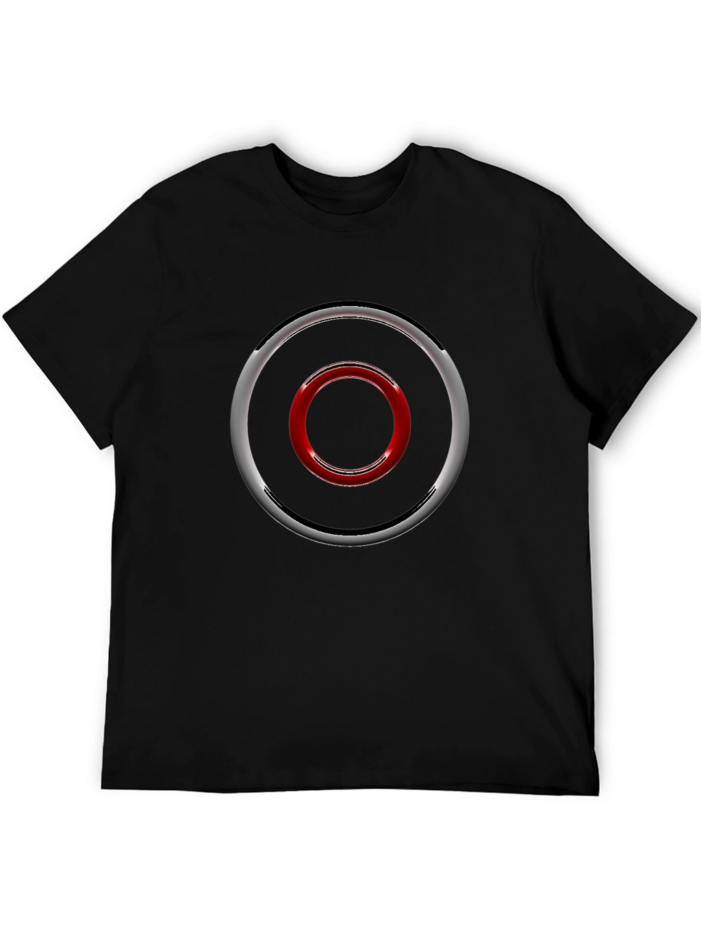 Geometric Circle Design Black T-Shirt
