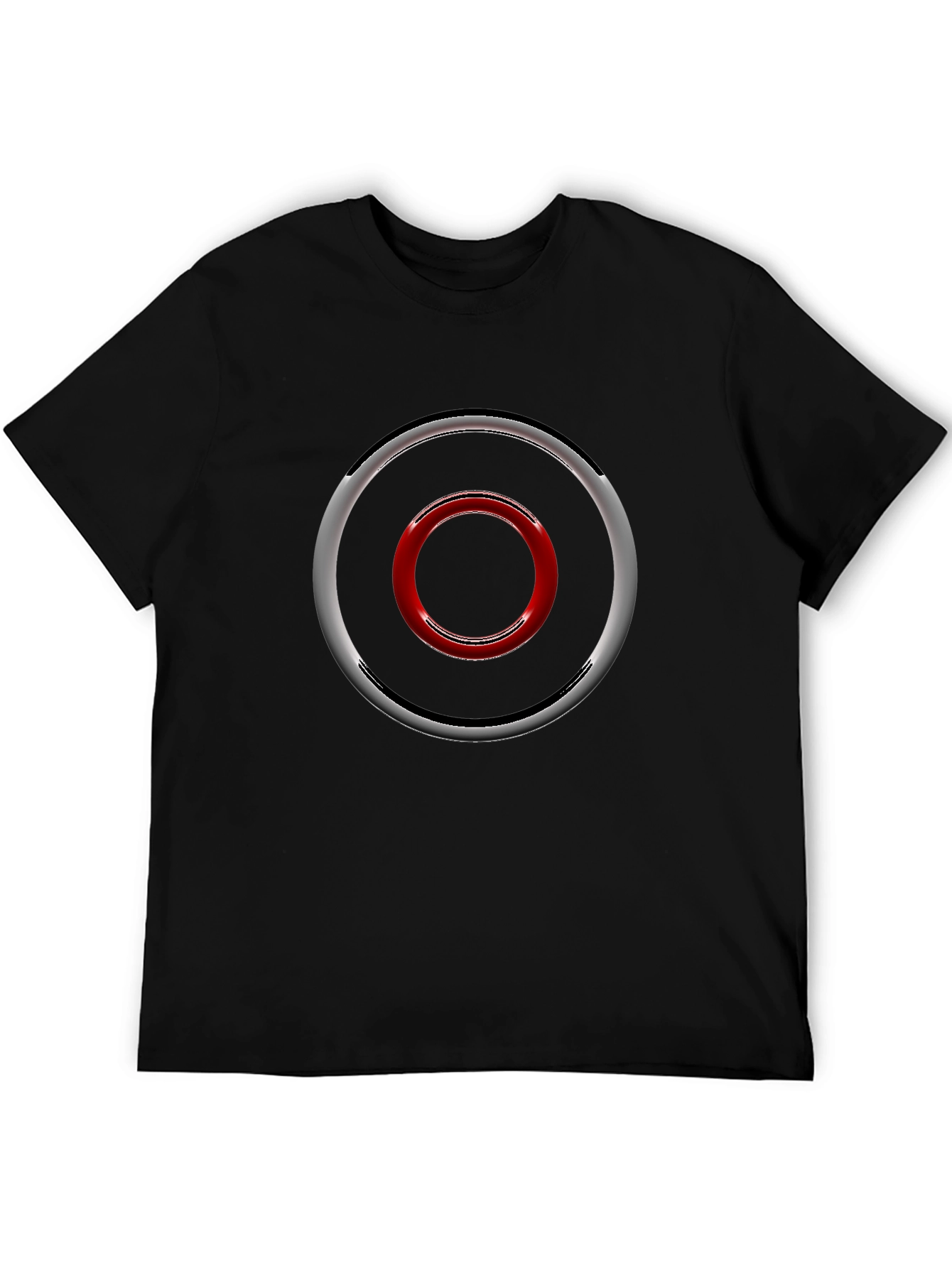 Geometric Circle Design Black T-Shirt