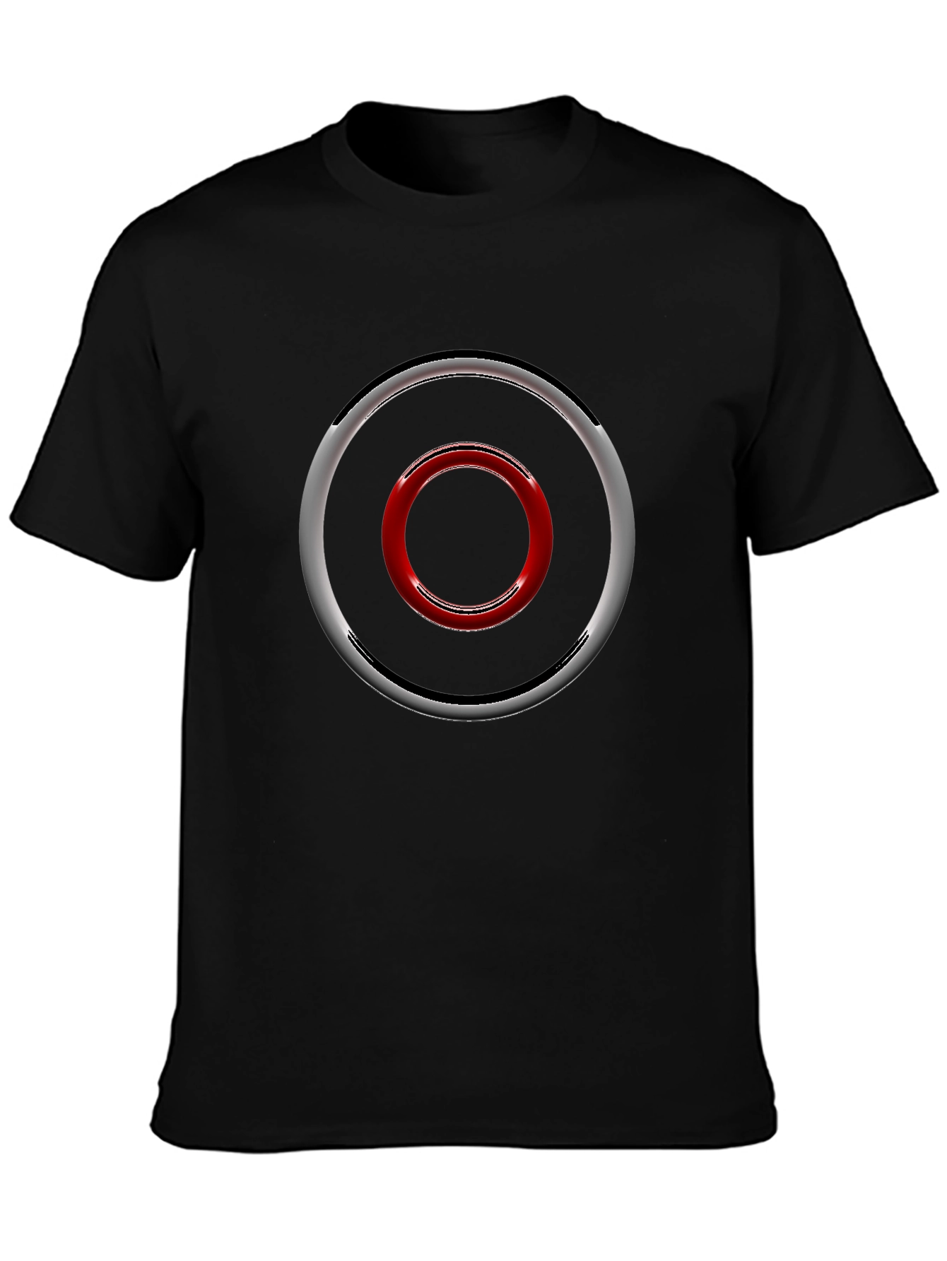 Geometric Circle Design Black T-Shirt