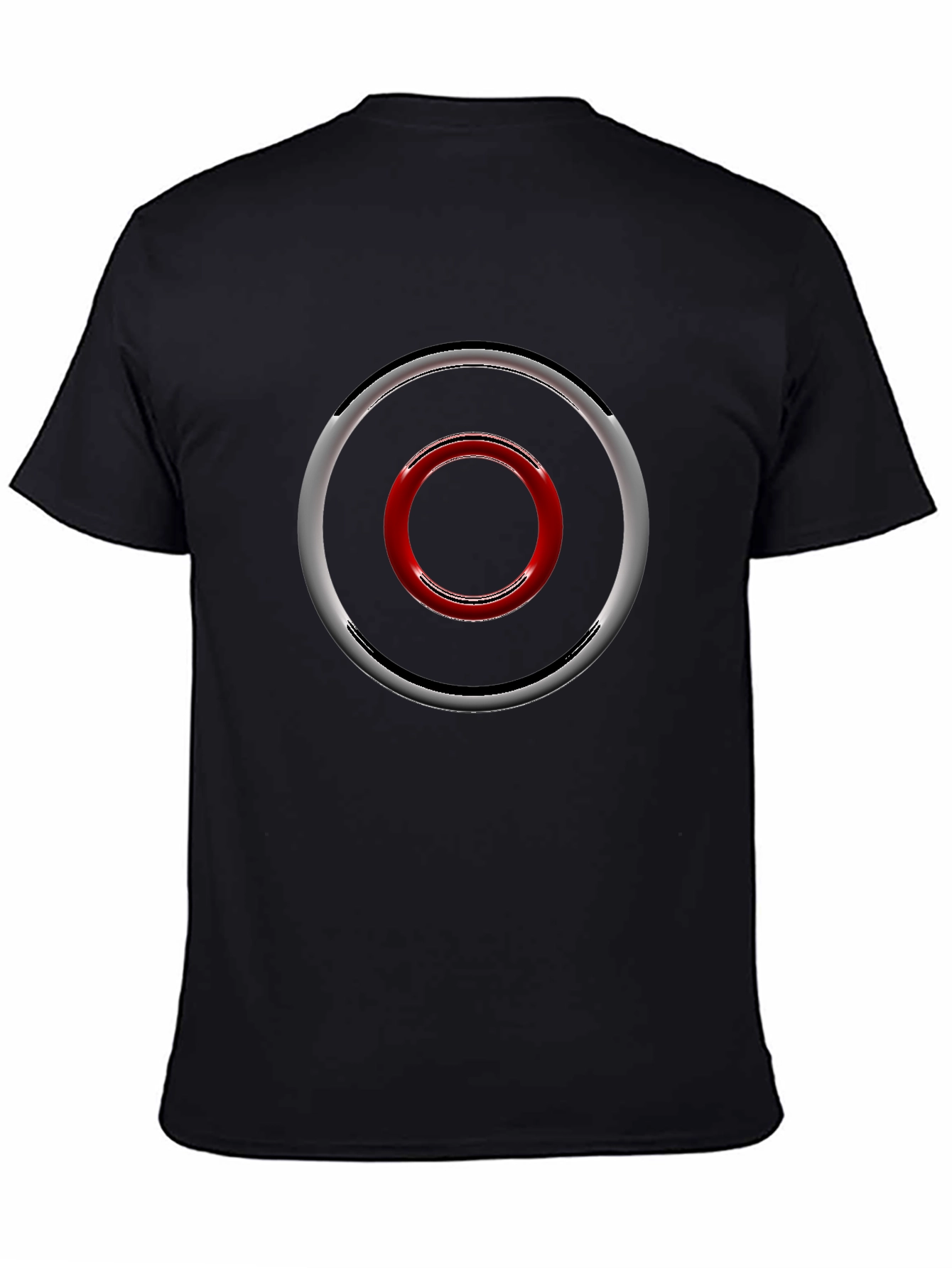 Geometric Circle Design Black T-Shirt