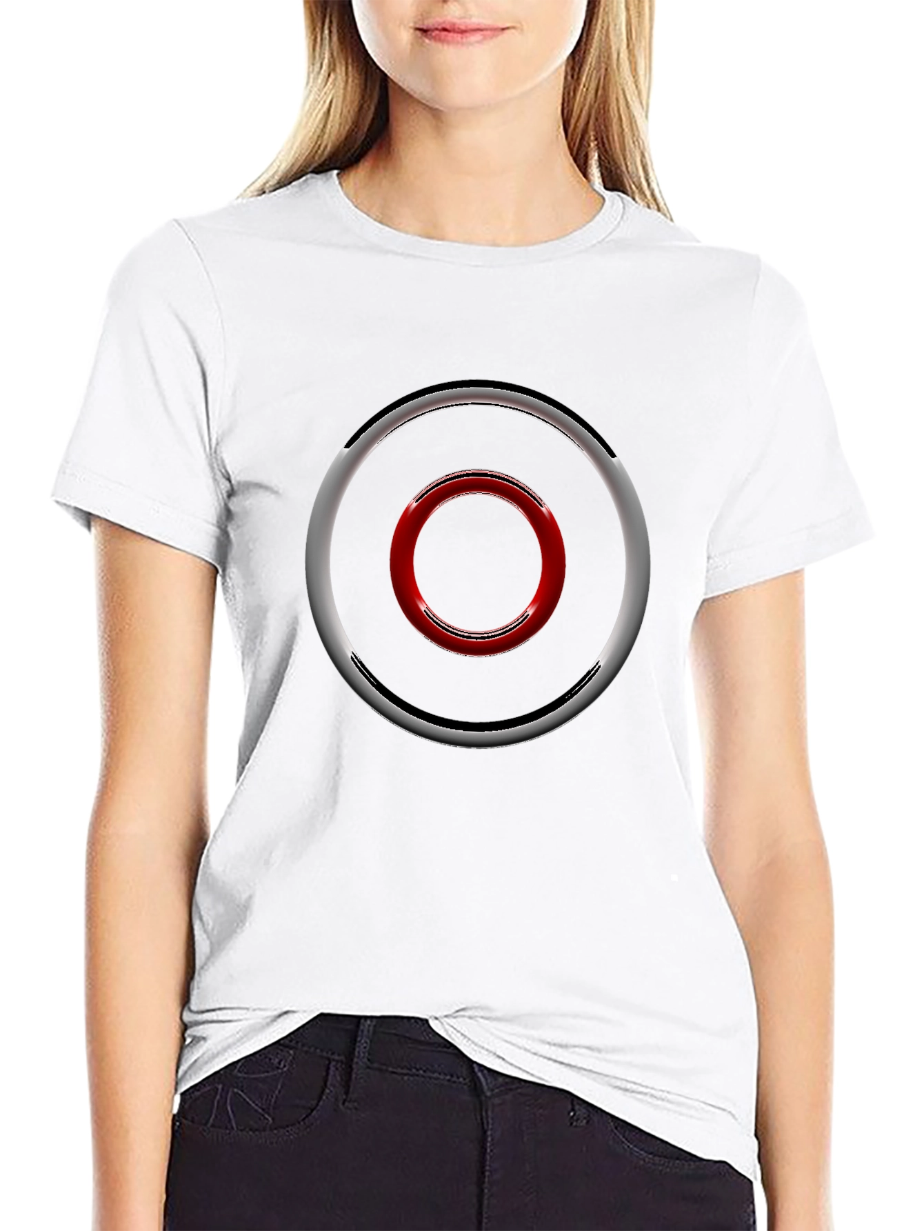 Geometric Circle Design Black T-Shirt