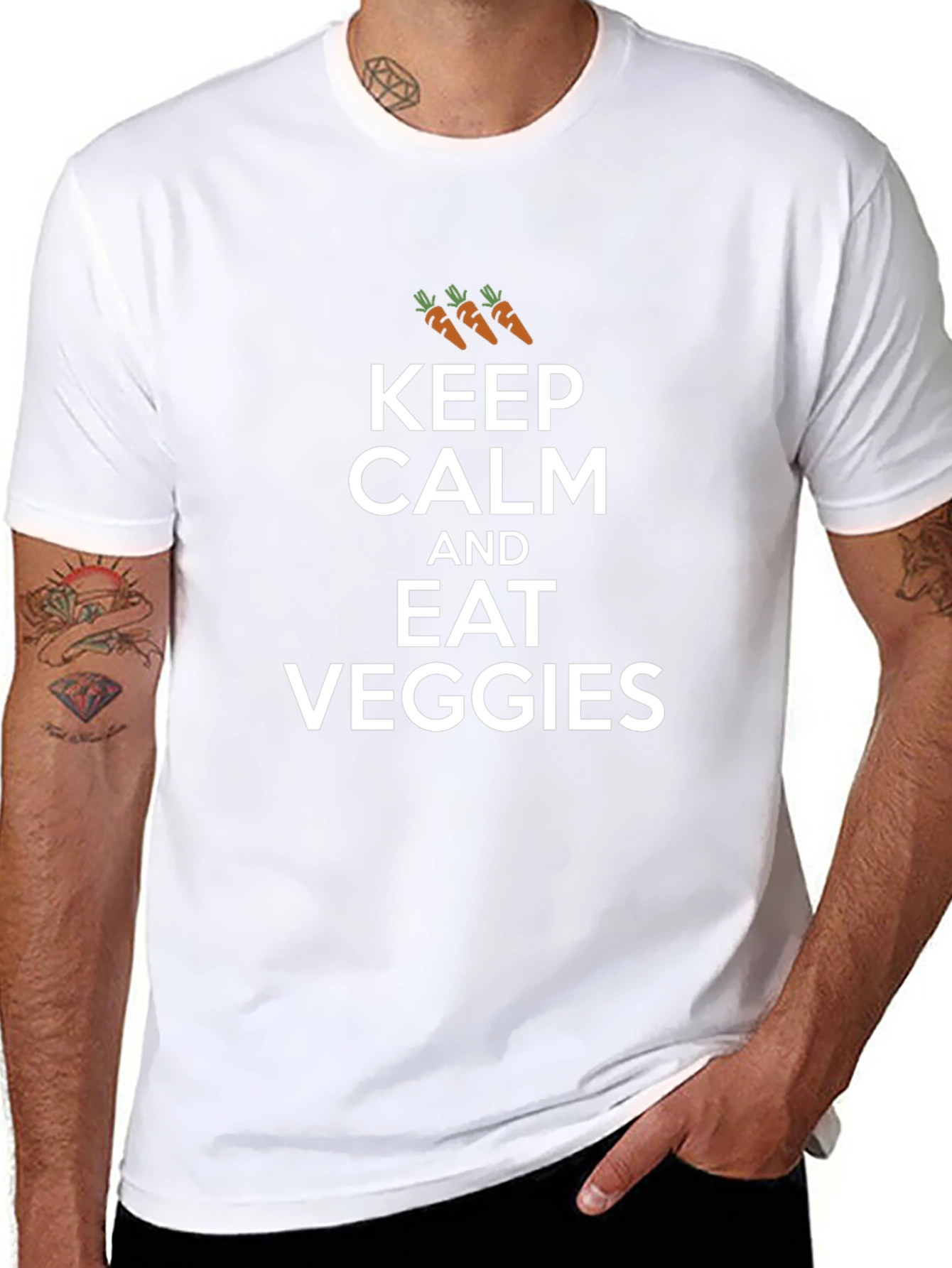 Keep Calm and Eat Veggies Graphic T-Shirt